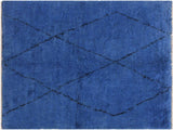 handmade Modern Moroccan Blue Black Hand Knotted RECTANGLE 100% WOOL area rug 6x7