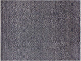 handmade Modern Ellie Gray Blue Hand Knotted RECTANGLE WOOL&SILK area rug 9x12