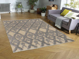 handmade Modern Moroccan Hi Ivory Blue Hand Knotted RECTANGLE 100% WOOL area rug 6x8