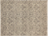 handmade Modern Cryena Ivory Gray Hand Knotted RECTANGLE WOOL&SILK area rug 5x7