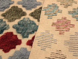 handmade Modern Moroccan Hi Beige Blue Hand Knotted RECTANGLE 100% WOOL area rug 5x8