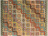 Modern Moroccan High-Low Wai Tan/Blue Wool Rug - 8'2'' x 10'3''