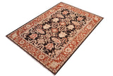 handmade Traditional Kafkaz Chobi Ziegler Black Rust Hand Knotted RECTANGLE 100% WOOL area rug 5 x 6