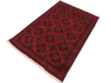 handmade Tribal Biljik Khal Muhammadi Drk. Red Black Hand Knotted RECTANGLE 100% WOOL area rug 4x6