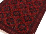 handmade Tribal Biljik Khal Muhammadi Drk. Red Black Hand Knotted RECTANGLE 100% WOOL area rug 4x6