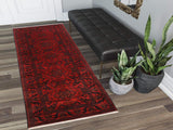 handmade Tribal Biljik Khal Muhammadi Drk. Red Black Hand Knotted RUNNER 100% WOOL Runner 3x10
