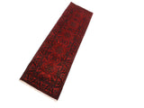 handmade Tribal Biljik Khal Muhammadi Drk. Red Black Hand Knotted RUNNER 100% WOOL Runner 3x10