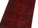 handmade Tribal Biljik Khal Muhammadi Drk. Red Black Hand Knotted RUNNER 100% WOOL Runner 3x10