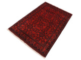 handmade Tribal Biljik Khal Muhammadi Drk. Red Black Hand Knotted RECTANGLE 100% WOOL area rug 4x6