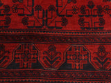 handmade Tribal Biljik Khal Muhammadi Drk. Red Black Hand Knotted RECTANGLE 100% WOOL area rug 4x6