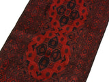 handmade Tribal Biljik Khal Muhammadi Drk. Red Black Hand Knotted RUNNER 100% WOOL Runner 3x10