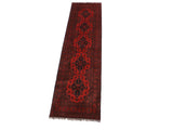 handmade Tribal Biljik Khal Muhammadi Drk. Red Black Hand Knotted RUNNER 100% WOOL Runner 3x10