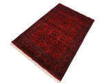 handmade Tribal Biljik Khal Muhammadi Drk. Red Black Hand Knotted RECTANGLE 100% WOOL area rug 4x6