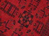 handmade Tribal Biljik Khal Muhammadi Red Black Hand Knotted RECTANGLE 100% WOOL area rug 6x8
