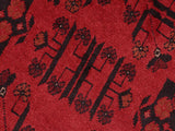 handmade Tribal Biljik Khal Muhammadi Red Black Hand Knotted RECTANGLE 100% WOOL area rug 6x8