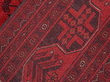 handmade Tribal Biljik Khal Muhammadi Red Black Hand Knotted RECTANGLE 100% WOOL area rug 6x8