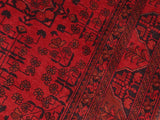 handmade Tribal Biljik Khal Muhammadi Red Black Hand Knotted RECTANGLE 100% WOOL area rug 5x6