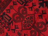 handmade Tribal Biljik Khal Muhammadi Red Black Hand Knotted RECTANGLE 100% WOOL area rug 6x8