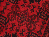handmade Tribal Biljik Khal Muhammadi Red Black Hand Knotted RECTANGLE 100% WOOL area rug 6x8