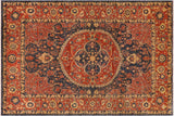 Tribal Heriz Ziegler Pam Blue Rust Hand-Knotted Rug - 10'3'' x 13'6''