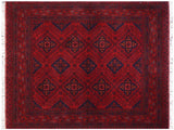 handmade Tribal Biljik Khal Muhammadi Red Blue Hand Knotted RECTANGLE 100% WOOL area rug 5x7