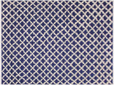 Abstract Moroccan High-Low Autumn Blue/Ivory Wool Rug - 8'0'' x 10'1''