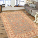 handmade Traditional Kafkaz Chobi Ziegler Gray Beige Hand Knotted RECTANGLE 100% WOOL area rug 7 x 11