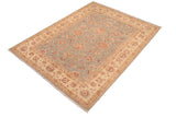 handmade Traditional Kafkaz Chobi Ziegler Gray Beige Hand Knotted RECTANGLE 100% WOOL area rug 7 x 11