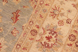 handmade Traditional Kafkaz Chobi Ziegler Gray Beige Hand Knotted RECTANGLE 100% WOOL area rug 7 x 11