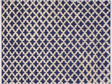 handmade Modern Moroccan Hi Blue Ivory Hand Knotted RECTANGLE 100% WOOL area rug 5x7