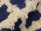 handmade Modern Moroccan Hi Blue Ivory Hand Knotted RECTANGLE 100% WOOL area rug 5x7
