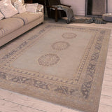 handmade Traditional Kafkaz Chobi Ziegler Lt. Gray Drk. Gray Hand Knotted RECTANGLE 100% WOOL area rug 9 x 12