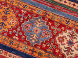 handmade Geometric Khorgeen Blue Red Hand Knotted RECTANGLE 100% WOOL area rug 6x8