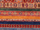 handmade Geometric Khorgeen Blue Red Hand Knotted RECTANGLE 100% WOOL area rug 6x8