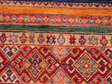 handmade Geometric Khorgeen Blue Red Hand Knotted RECTANGLE 100% WOOL area rug 6x8