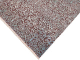 handmade Modern Kafkaz Brown Green Hand Knotted RECTANGLE WOOL&SILK area rug 8x10