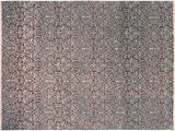 handmade Modern Kafkaz Brown Green Hand Knotted RECTANGLE WOOL&SILK area rug 8x10