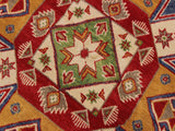 handmade Geometric Kazak Ivory Red Hand Knotted ROUND 100% WOOL area rug 6x6