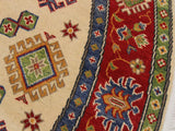 handmade Geometric Kazak Ivory Red Hand Knotted ROUND 100% WOOL area rug 6x6