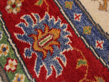 handmade Geometric Kazak Ivory Red Hand Knotted ROUND 100% WOOL area rug 6x6