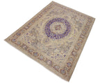 handmade Vintage Tan Brown Hand Knotted RECTANGLE 100% WOOL area rug 8x11