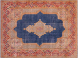 handmade Vintage Vintage Blue Pink Hand Knotted RECTANGLE 100% WOOL area rug 10x14