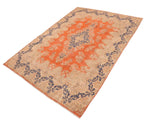 handmade Vintage Vintage Orange Blue Hand Knotted RECTANGLE 100% WOOL area rug 10x13