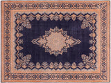 Distressed Soria Blue/Brown Wool Rug - 9'10'' x 12'8''