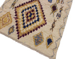 handmade Modern Moroccan Ivory Blue Hand Knotted RECTANGLE 100% WOOL area rug 5x7