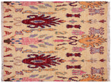 Shag Moroccan Stitt Lt. Gold/Red Wool Rug - 4'11'' x 7'2''
