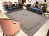 handmade Vintage Brown Blue Hand Knotted RECTANGLE 100% WOOL area rug 10x13