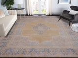 handmade Vintage Brown Blue Hand Knotted RECTANGLE 100% WOOL area rug 10x13