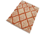 handmade Modern Moroccan Ivory Rust Hand Knotted RECTANGLE 100% WOOL area rug 4x6