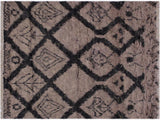 Eclectic Moroccan Savage Lt. Brown/Black Wool Rug - 4'1'' x 6'3''